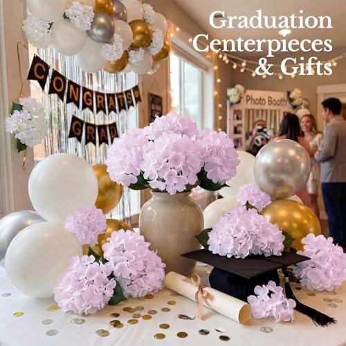 105PCS Hydrangea Artificial Flowers with Stronger Bendable Stems, Premium Silk Faux Hydrangea Flowers Bulk for DIY Wedding, Arches, Baby Showers & Large Event Decor(Pink) - Image 5