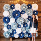 Suncalla Multicolor 18 Pcs Large Paper Flowers Set 23.6"/11.8"/9.8" Giant Tissue Paper Flower Mexican Fiesta Wall Flower for Wall Wedding Birthday Bridal Baby Shower Party Backdrops (Haze Blue) by Unknown