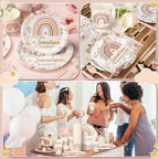Dandat 350 Pcs Baby Shower Set, Boho Style, Pink - Image 5