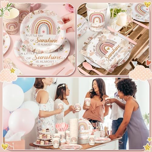 Dandat 350 Pcs Baby Shower Set, Boho Style, Pink - Image 5