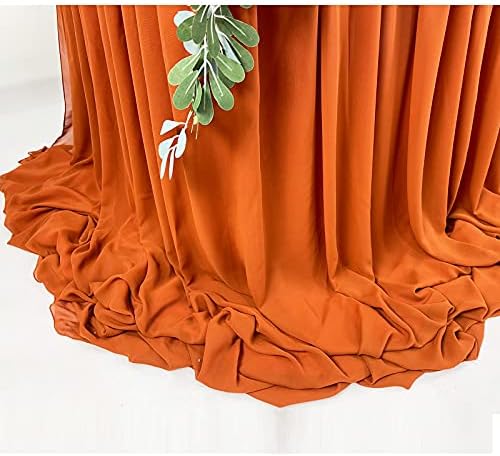 Pooling and Floating Chiffon Table Skirt with extra length, 6FT 9FT 14FT Sheer Tablecloth, Baby Shower, Birthdays Party, Main Cake Table Decoration, Wdding Table Skirt (Terracotta, 6FT) - Image 4