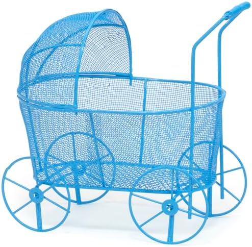 Red Co. Adorable Baby Shower Centerpiece, Decorative Stroller Carriage Basket, Blue, 8-inch - Image 3