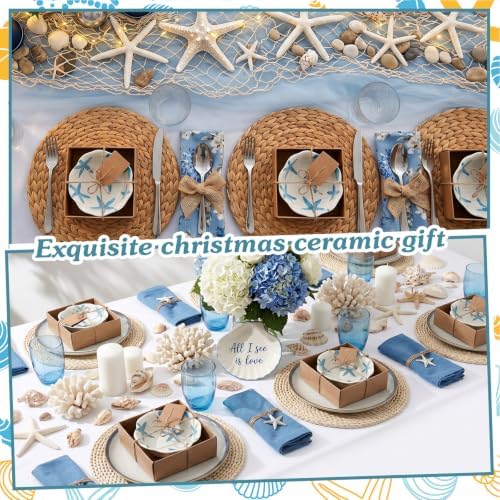 SiliFine 24 Pcs Beach Party Favors for Guests Small Ceramic Bowl Bulk Gifts 3.3 Inch Floral Design Mini Dipping Sauce Dish with Card Box for Bridal Pooja Baby Shower Birthday Guest Gift - Image 6