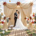 30 ft x 8 ft Thick Champagne Backdrop Curtain for Wedding Parties, 6 Panels 5 ft x 8 ft Wrinkle Free Polyester Champagne Photo Backdrop Drapes, Birthday Party Home Decoration Supplies - Image 3