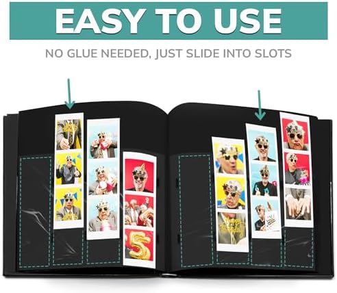 PBF (5 Pack) Photo Booth Album, Guest Book with 2x6 Clear Picture Inserts, Black Cover with Plastic Sleeves & Black Pages, Scrapbook Album for Photo Strips, Memory Book, Wedding, and Baby Showers - Image 5