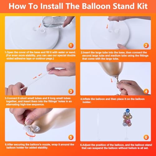 4 Sets of Balloon Stand Kit - 62in Balloon Stands with Base, Balloon Sticks, Decorations for Party Birthday Wedding Baby Shower Gender Reveal Graduation - Image 3
