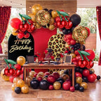 Foilswirl 34 Pcs Red Leopard Party Decor Leopard Cherry Arch Backdrop Cover - Image 5