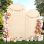 Champagne Arch Backdrop Cover 2 Set - 7.2FT, 6FT Spandex Fitted Wedding Arch Stand Covers Round Top Chiara Arch Backdrop Stands Cover for Birthday Parties Banquet Photo Background Decoration - Image 6