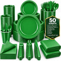 Tinybee 352 Pcs Green Plastic Plates, Disposable Dinnerware Set for 50 by Tinybee