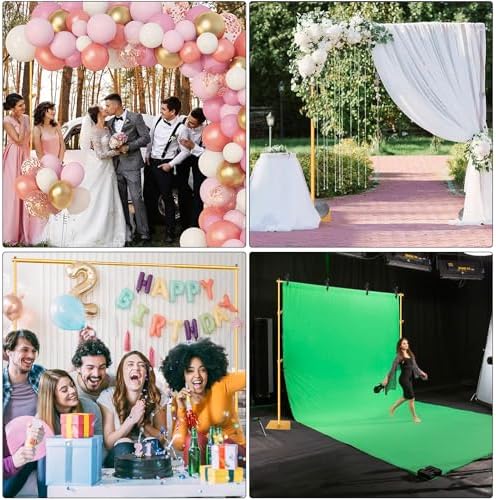 HYJ-INC Pipe and Drape Photography Backdrop Stand Kit - Titanium Gold Adjustable Photo Background Stand 10ft x 6.5ft with Metal Base for Parties Weddings Birthday Party Events Photo Booth - Image 6