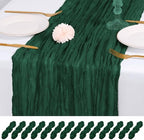 14 Pack Emerald Green Cheesecloth Table Runner 17x108 Inch Semi Sheer Boho Gauze Cheese Cloth Fabric Table Runners, for Wedding Party Baby Shower Birthday Home Decor Garden Farmhouse by Unknown