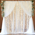 30x10ft White Tulle Backdrop Curtain with Lights String for Parites, Sheer Backdrop Curtains for Wedding Baby Shower Birthday Party Photo Shoot Decorations by Partisky