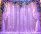 Lavender Sheer Backdrop Curtain with Led Lights for Baby Shower Girls Wedding10ft X 10ft Lavender Tulle Backdrop Curtain for Bridal Shower Birthday Party Photoshoot Arch Background Decorations - Image 4