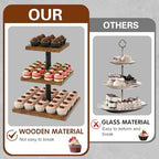IBUYKE Cupcake Stand,Set of 2,Square Dessert Display Stand,Brown TLJ014H-2 - Image 5