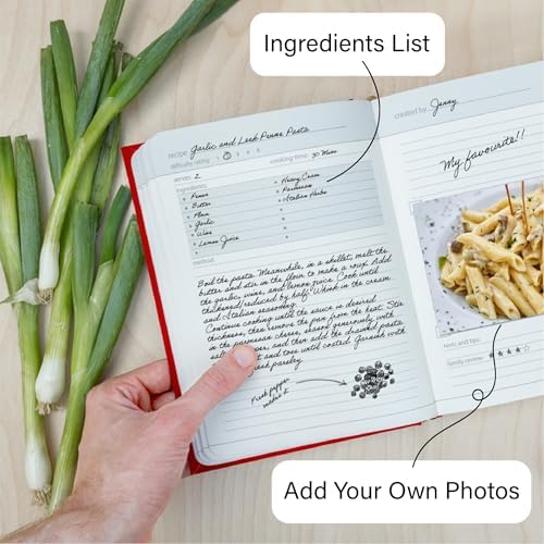 Suck UK - Blank Family Cookbook - Recipe Book To Write In Your Own Recipes - My Family Cookbook - Personalised Recipe Book - Hardcover DIY Cookbook - Cooking Diary - Personal Food Photos Journal - Red - Image 3