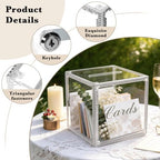 Clear Acrylic Wedding Card Box with Lock and Slot for Reception - Image 7