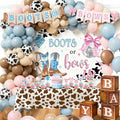 Boots or Bows Gender Reveal Decorations - 235 Pcs Boy or Girl What Will Baby Be Gender Reveal Party Supplies Include Backdrop Balloon Garland Banner Cake Topper Cupcake Toppers Balloon Tools by Unknown
