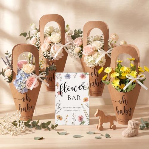 Sinload 50 Set Flower Bar Kit with Kraft Bouquet Bags for Fall Wedding - Image 4