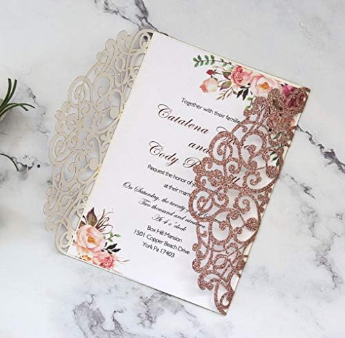 100Pcs Glitter Invitations Cards Covers For Engagement Wedding Birthday - Image 2