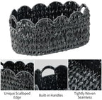 Coeusy Wicker Scalloped Basket Set of 2,Woven Storage Baskets for Shelves,Closet,Laundry,Gift,Towels,Books,Toys,Waterproof Decor Basket for Organizing,Black Oval - Image 7