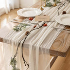 6Pcs White Cheesecloth Table Runner 120 Inches for Party Home Decor by KEKETOARRANGE