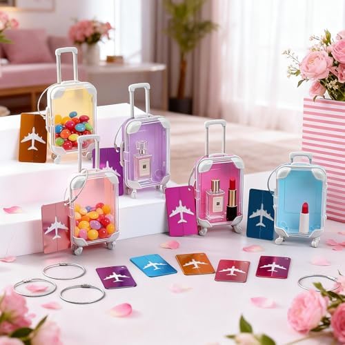 Teecyhooo 10 Pcs Mini Suitcase and 10 Pcs Metal Luggage Tags with Card - Image 4