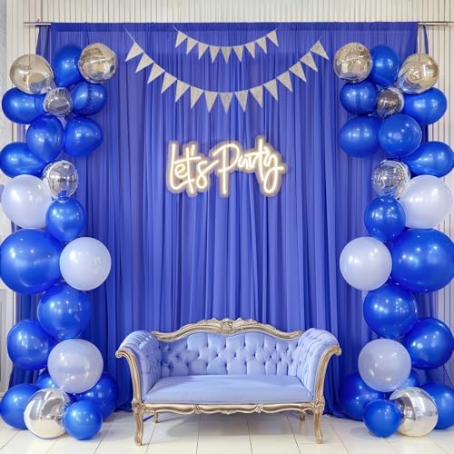 40ft x 10ft Royal Blue Backdrop Curtains, Wrinkle-Free Sheer Chiffon Fabric Photo Backdrop Drapes for Wedding Arch Party Ceremony Stage Photography Decorations - Image 4