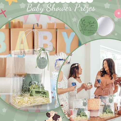 Zeyune 6 Sets Baby Shower Prizes for Wedding Bridal Shower Gifts Party Favors Including Glass Notebooks Ballpoint Pen Mirror Hairpins Hair Bands Gift Bag Thank You Cards(Green,Classic) - Image 6