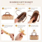 6 Set Baskets for Gifts Empty,Foldable Woven Basket for Gifts with Handles - Image 4