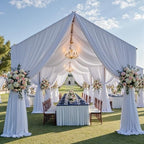 8 Panels 5ft(W) x 20ft(L) White Ceiling Drapes for Wedding Parties by PartyVillage