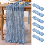 Dusty Blue Fall Cheesecloth Table Runner Boho Dinning Decor 10ft, 6 Pack by MLMC