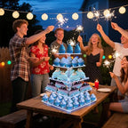 5 Tier Cupcake Stand with Blue Lights, Acrylic Square Cupcake Tower - Image 2