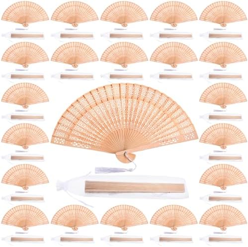 Qunclay 60 Pcs Wooden Hand Fans for Wedding Guest Favors,Simple Style by Qunclay