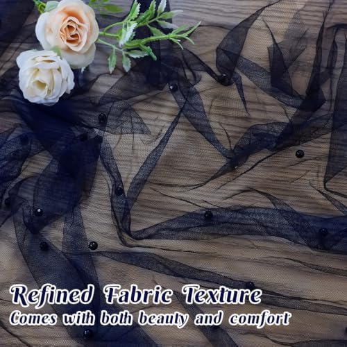 Pearl Table Runner Tulle Gauze Sheer Wedding Party Home Decor(Navy Blue) - Image 5