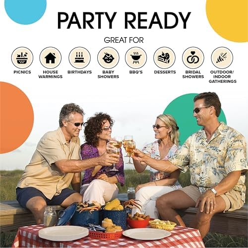Party Solids Exquisite Ivory Paper Plates Disposable Heavy Duty 200 Pcs - 100-7 & 100-9 Ivory Disposable Plates for Party Heavy Duty 350 GSM for Birthday Supplies - Image 6