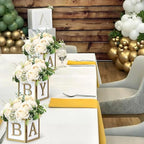 8 Set Baby Shower Centerpieces for Tables - 6 inch Wooden Boxes with Baby Letters Rustic Cube Planter Wood Blocks for Gender Reveal Party Favor (Gold) - Image 4