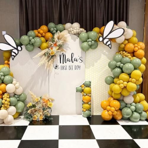Arch Backdrop Cover Happy Sweet Bee Day Baby Shower Prop Chiara Arch Wall Yellow Honeycomb Bee 1st Birthday Party Baptism Fiesta Parties Decorations (6FT,4678) - Image 4
