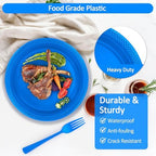 200pcs Disposable Royal Blue Plastic Party Plates and Napkins for Birthday - Image 4