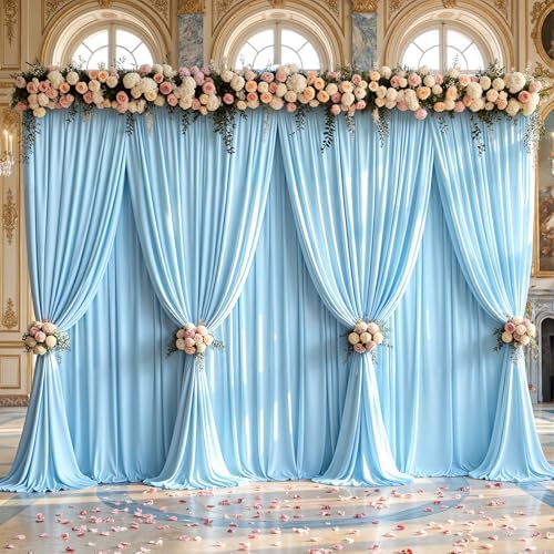 50x10ft Blue Backdrop Curtain Panels for Parties - Wrinkle Free Polyester Photo Curtain Backdrop Wedding Back Drop Fabric Drapes for Party Decorations Background for Photography - Image 2