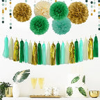 Sage-Green Beige-Gold Baby Bridal-Shower Decorations - 34pcs Rustic Wedding Tissue Pom Poms,Tassel Garland Banner,Birthday Gender Reveal Bachelorette Engagement Party Decor Bunting Lasting Surprise - Image 7