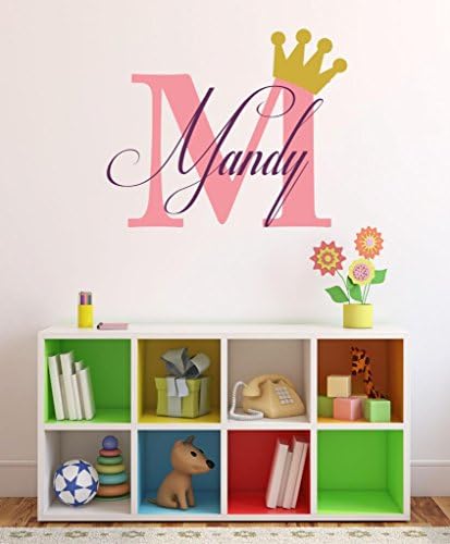 Baby Girl Initial Personalized Custom Name Vinyl Wall Decal 36" W by 20" H, Girl Name Wall Decals, Wall Decal, Name Wall Decal, Nursery Name Decal, Girls Names, Plus Free White Hello Door Decal by DecorDesignsDecals