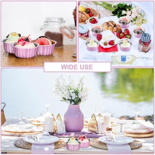 200 Pack Aluminum Cupcake Liners with Lids,Pink,Plain - Image 7