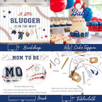 Baseball Baby Shower Decorations – 102 PCs A Little Slugger Is On The Way Backdrop, Balloon Garland Cake Topper Boxes Tablecloth Baseball Sash for Boy Baby Shower Party - Image 5