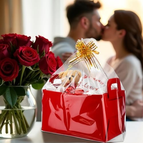 Ferrochef 24 Pack Gift Basket Set, Red Felt Storage Bin with Handle, Ribbon - Image 4