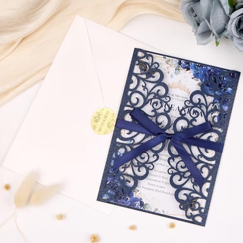 50PCS Custom Wedding Invitations with Envelopes and RSVP Cards - Image 3