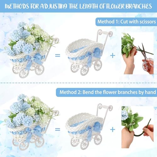 3 Pack Blue Rattan Stroller Baby Shower Table Centerpiece - Image 3