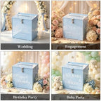 OASF&QPPTY Custom Wedding Card Box with Lock, Elegant Personalized Wedding Card Box for Reception, Graduation, Baby Shower - Secure PVC Money Box for Cards and Well Wishes, Elegant Party Table Decor - Image 7