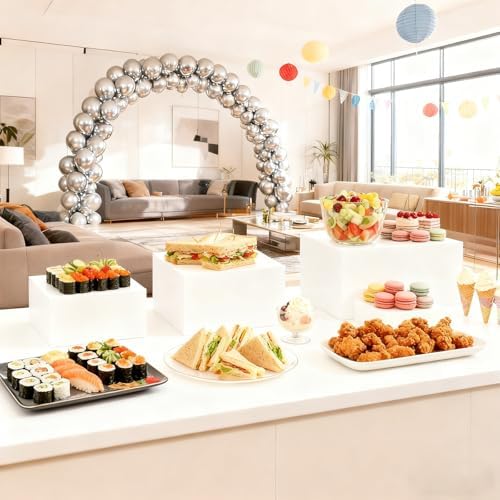 6PCS Food Display Risers for Parties, Acrylic Risers Display Stands, Dessert Table Display Set, Buffet Riser, Catering Supplies Buffet Display, Suitable for Parties/Birthdays/Catering/Jewelry Displays - Image 2