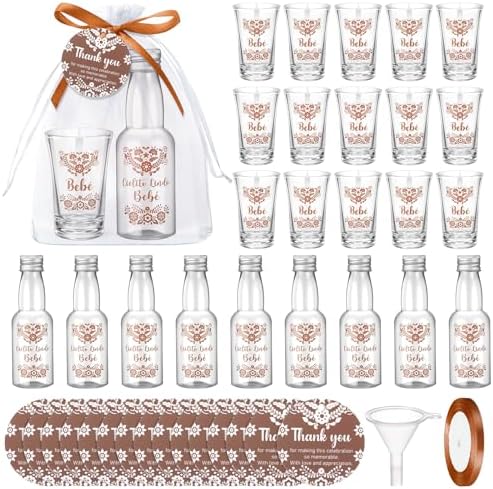 Lemonroad 36 Set Cielito Lindo Baby Shower Favors Clear Shot Glasses, Brown by Unknown