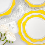 realluck 100Pcs White & Yellow Plastic Plates for 50 Guests - Image 3
